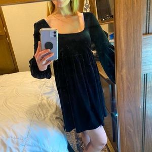free people black short velvet dress